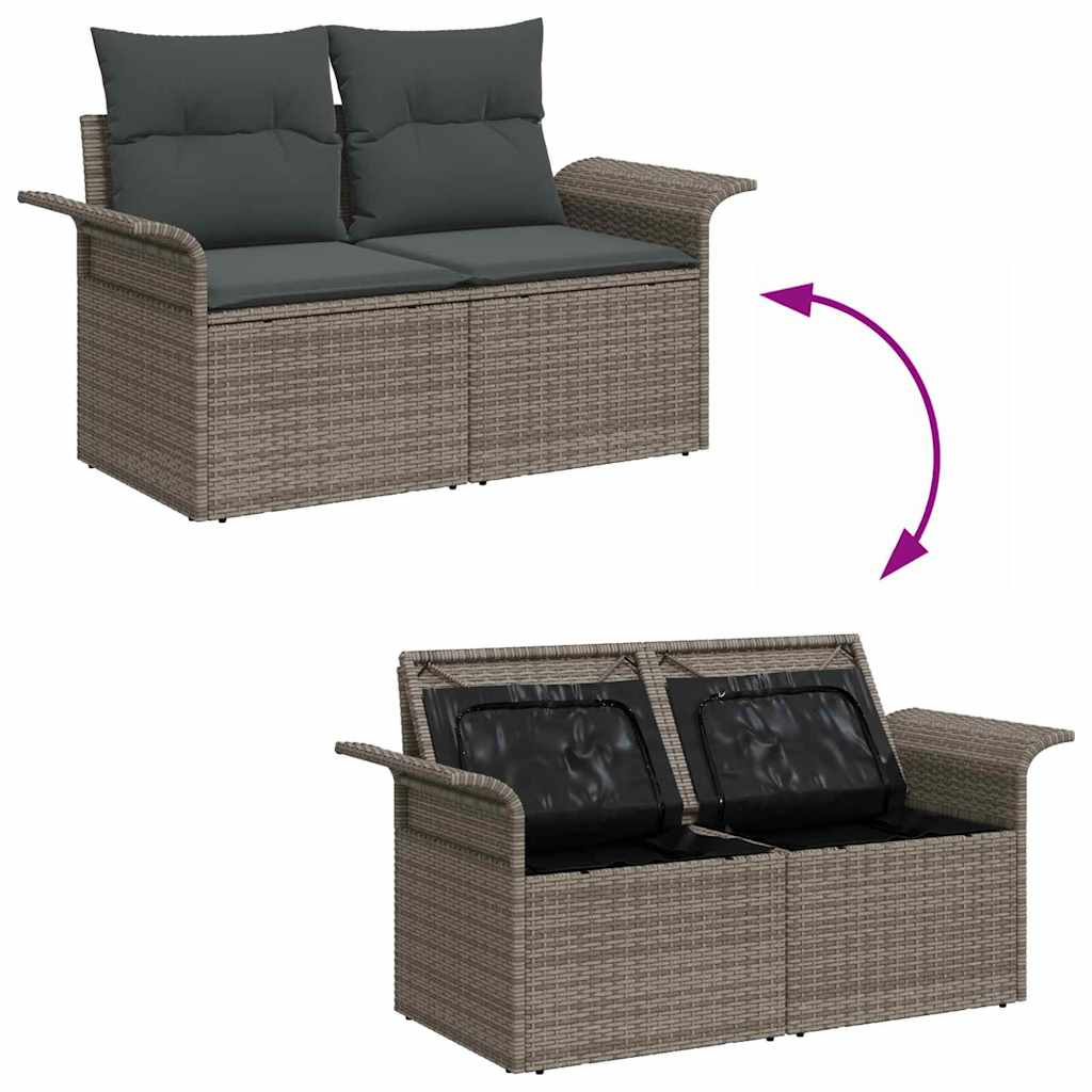 Garden Sofa with Cushion Grey 141 x 62 x 69cm Poly Rattan