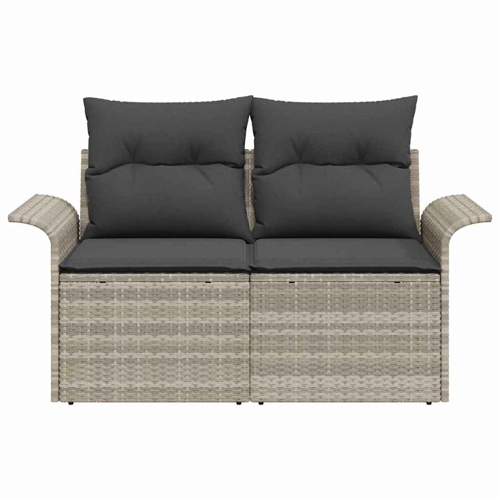 Garden Sofa with Cushion Light Grey 141 x 62 x 69cm Poly Rattan