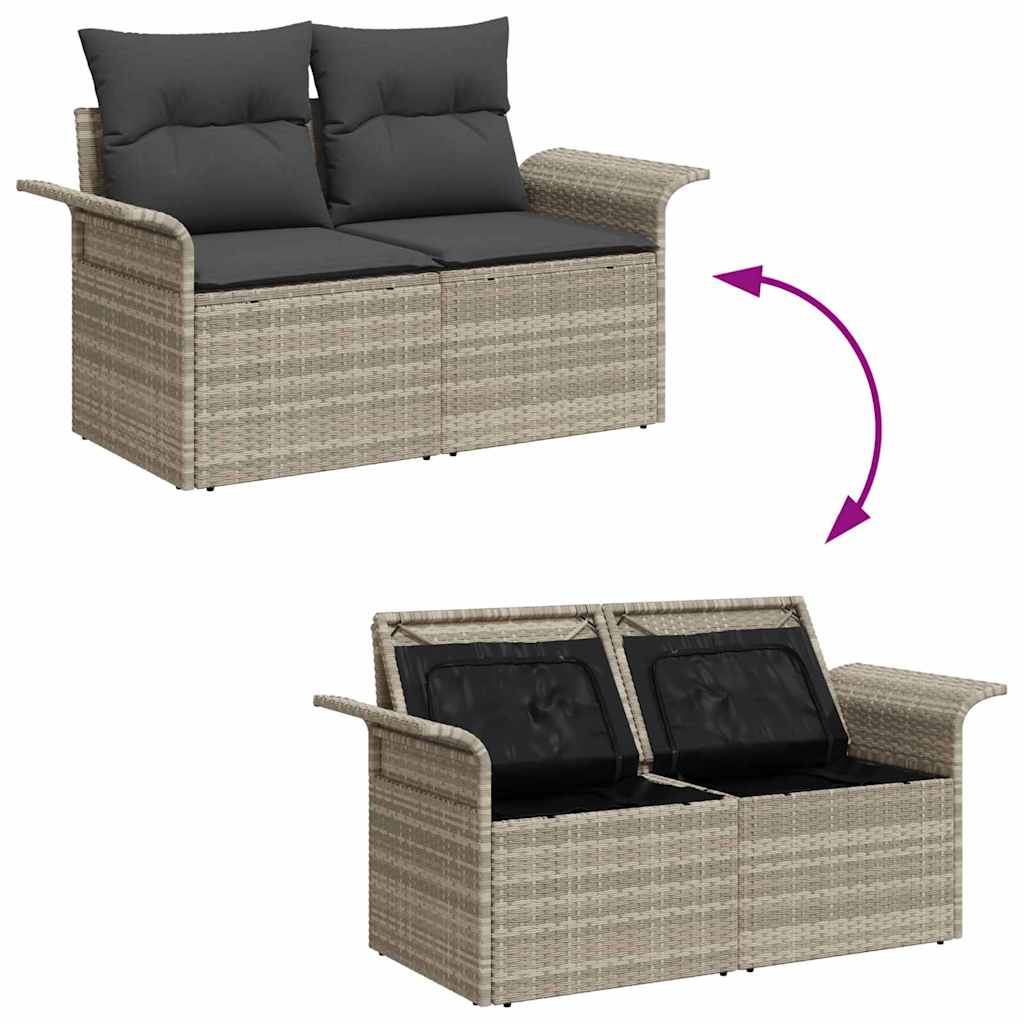 Garden Sofa with Cushion Light Grey 141 x 62 x 69cm Poly Rattan