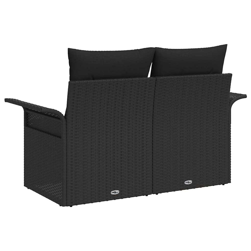 Garden Sofa with Cushion Black 141 x 62 x 69cm Poly Rattan