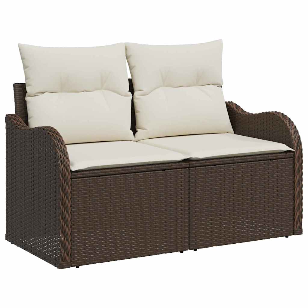 Garden Sofa with Cushion Brown 121 x 62 x 69cm Poly Rattan