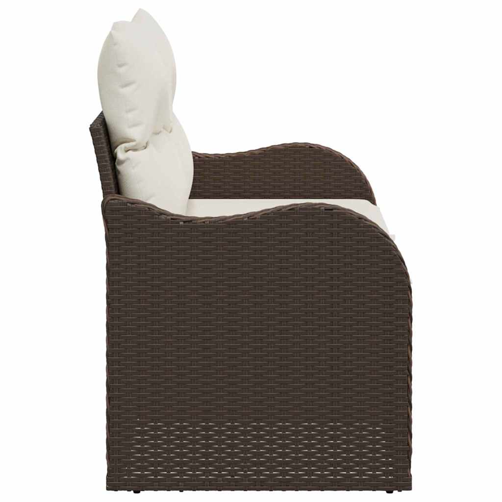 Garden Sofa with Cushion Brown 121 x 62 x 69cm Poly Rattan