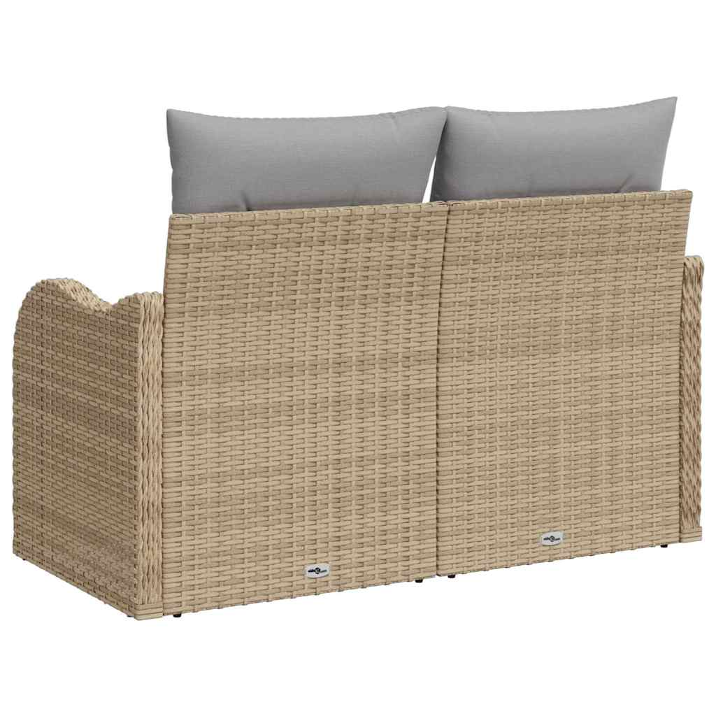 Garden Sofa with Cushion Beige 121 x 62 x 69cm Poly Rattan