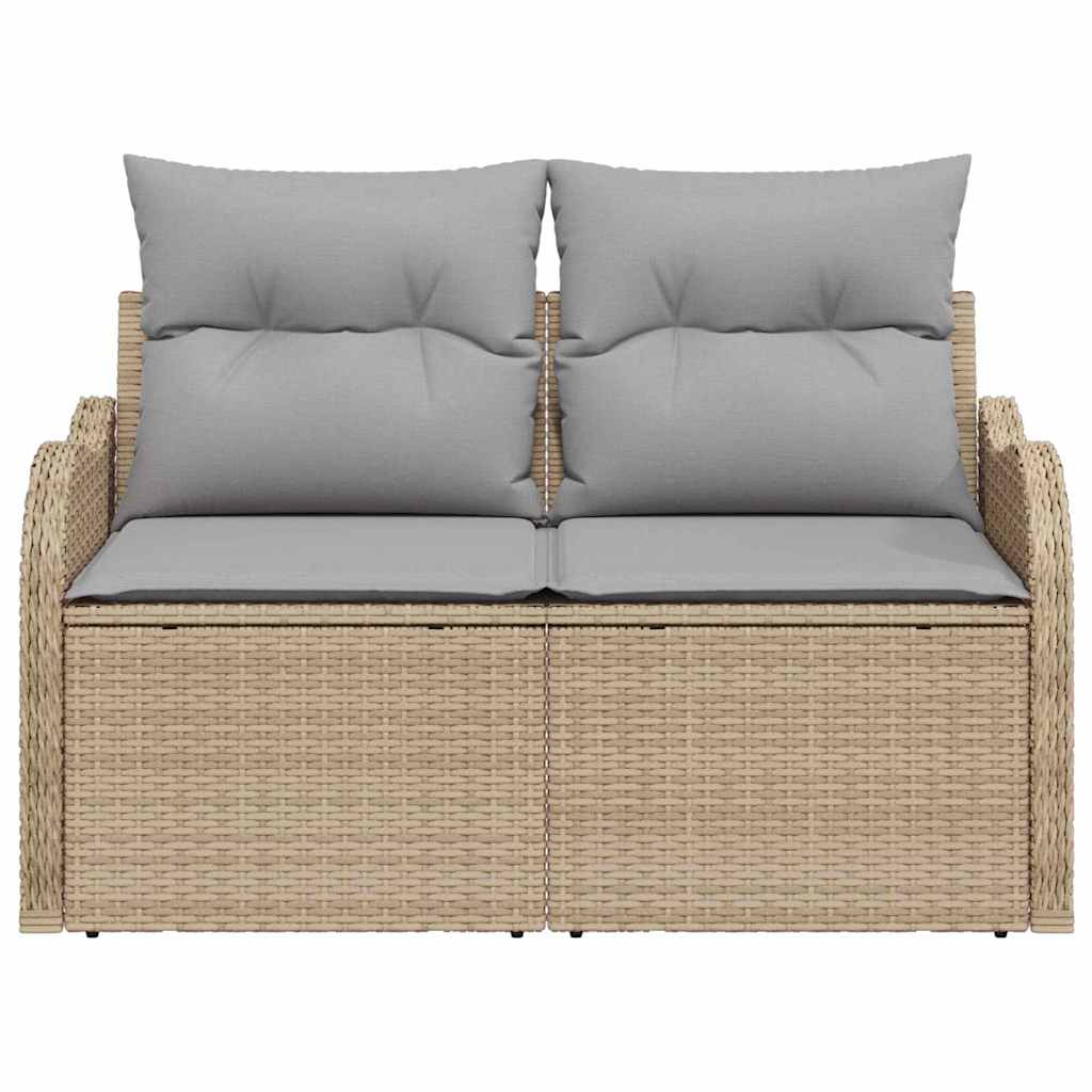 Garden Sofa with Cushion Beige 121 x 62 x 69cm Poly Rattan
