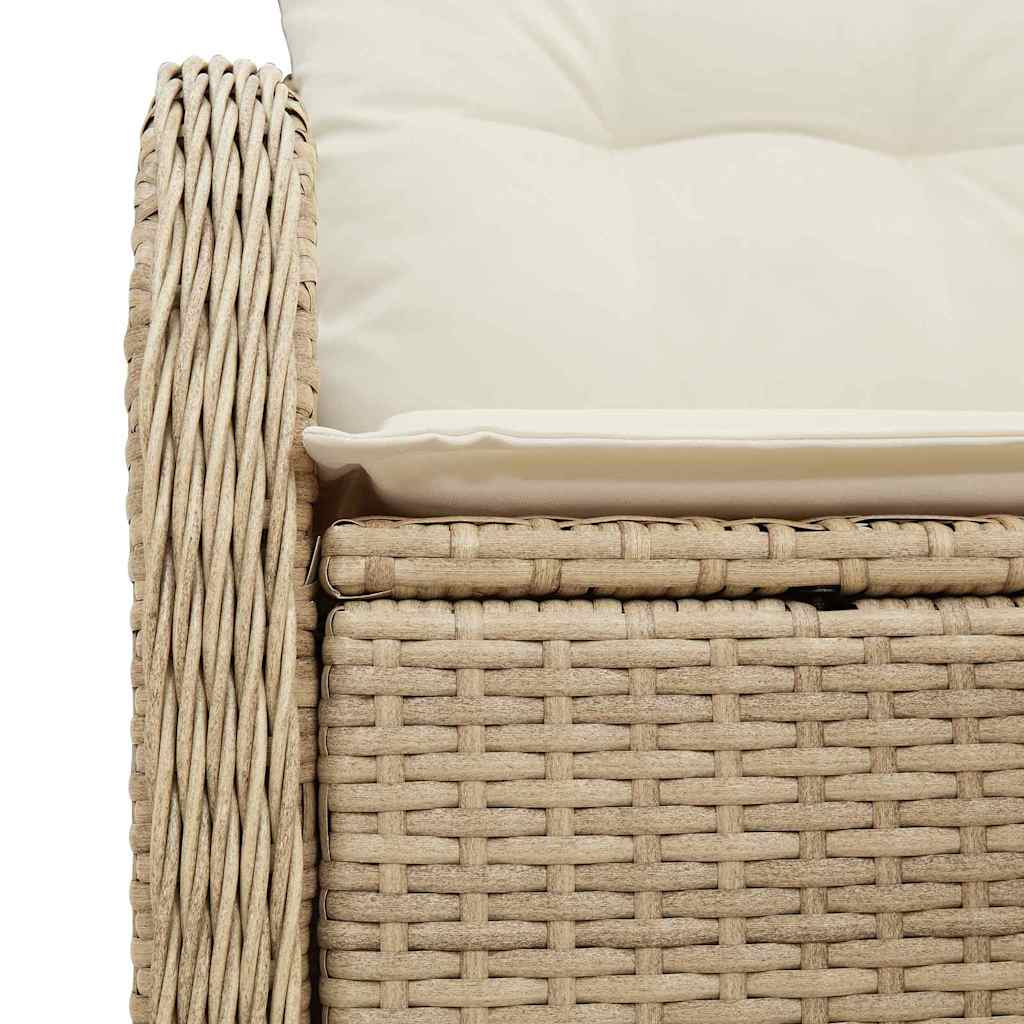 Garden Sofa with Cushion Beige 121 x 62 x 69cm Poly Rattan