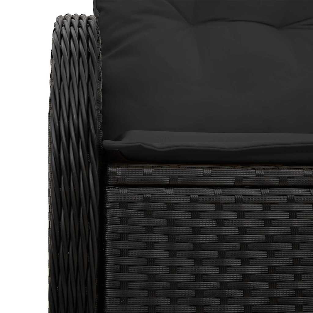 Garden Sofa with Cushion Black 121 x 62 x 69cm Poly Rattan