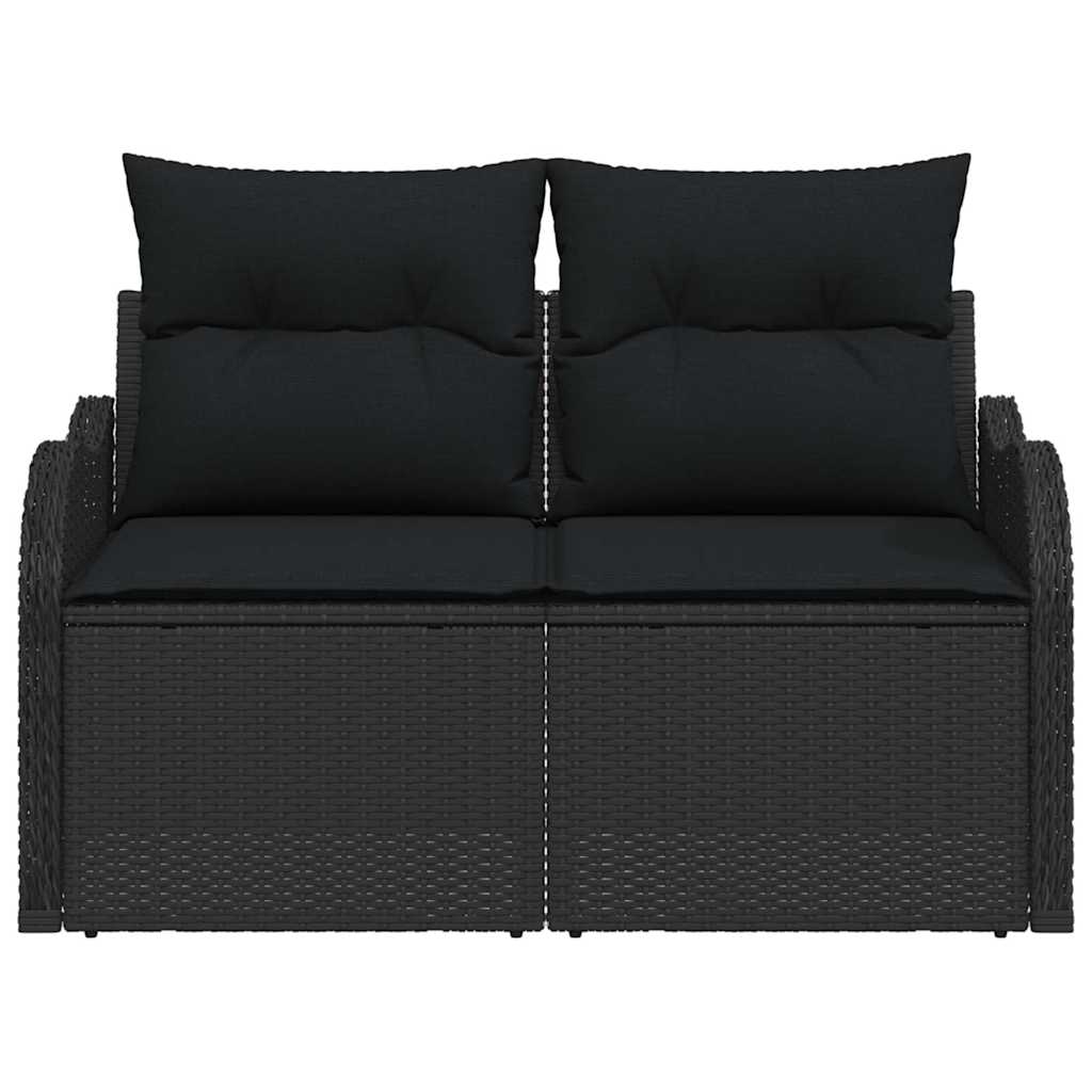 Garden Sofa with Cushion Black 121 x 62 x 69cm Poly Rattan