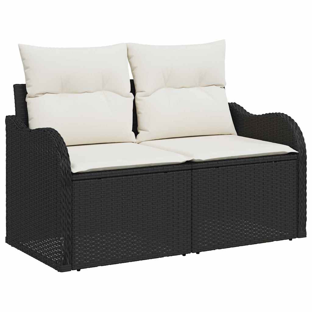 Garden Sofa with Cushion Black 121 x 62 x 69cm Poly Rattan