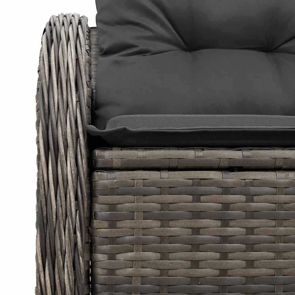 Garden Sofa with Cushion Grey 121 x 62 x 69cm Poly Rattan