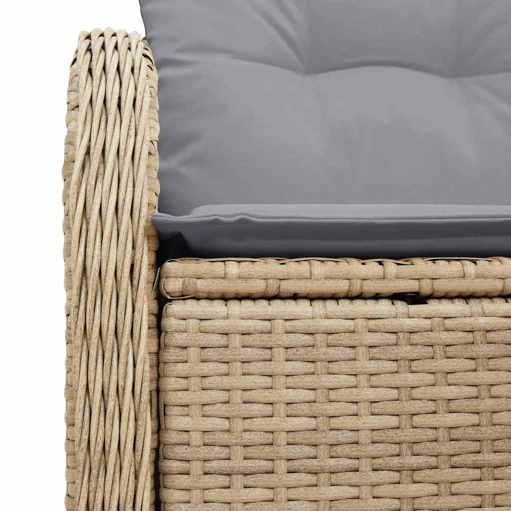 Garden Sofa with Cushion Beige 121 x 62 x 69cm Poly Rattan