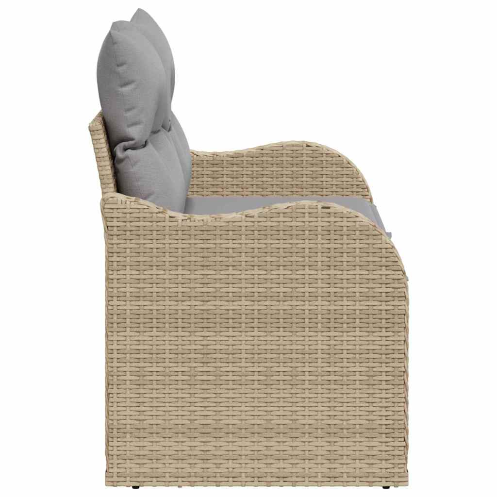 Garden Sofa with Cushion Beige 121 x 62 x 69cm Poly Rattan