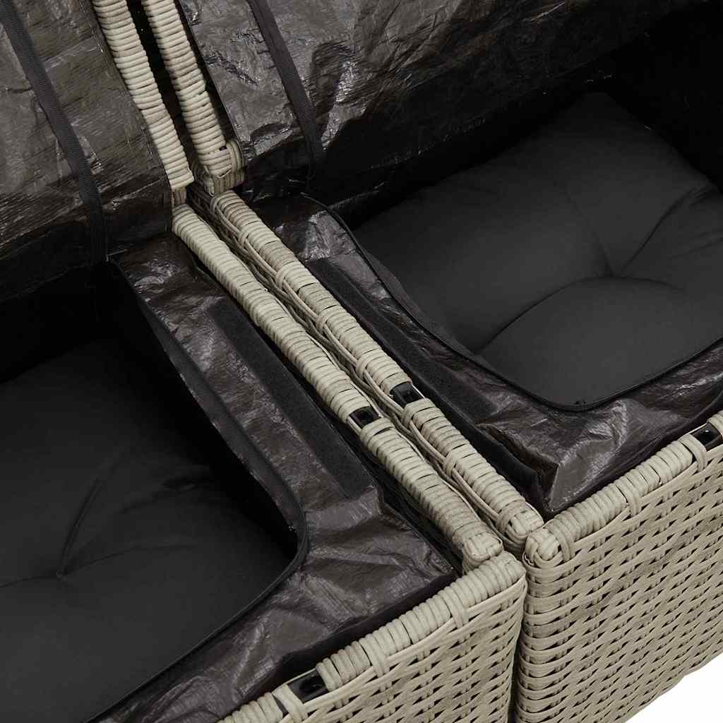 Garden Sofa with Cushion Light Grey 121 x 62 x 69cm Poly Rattan