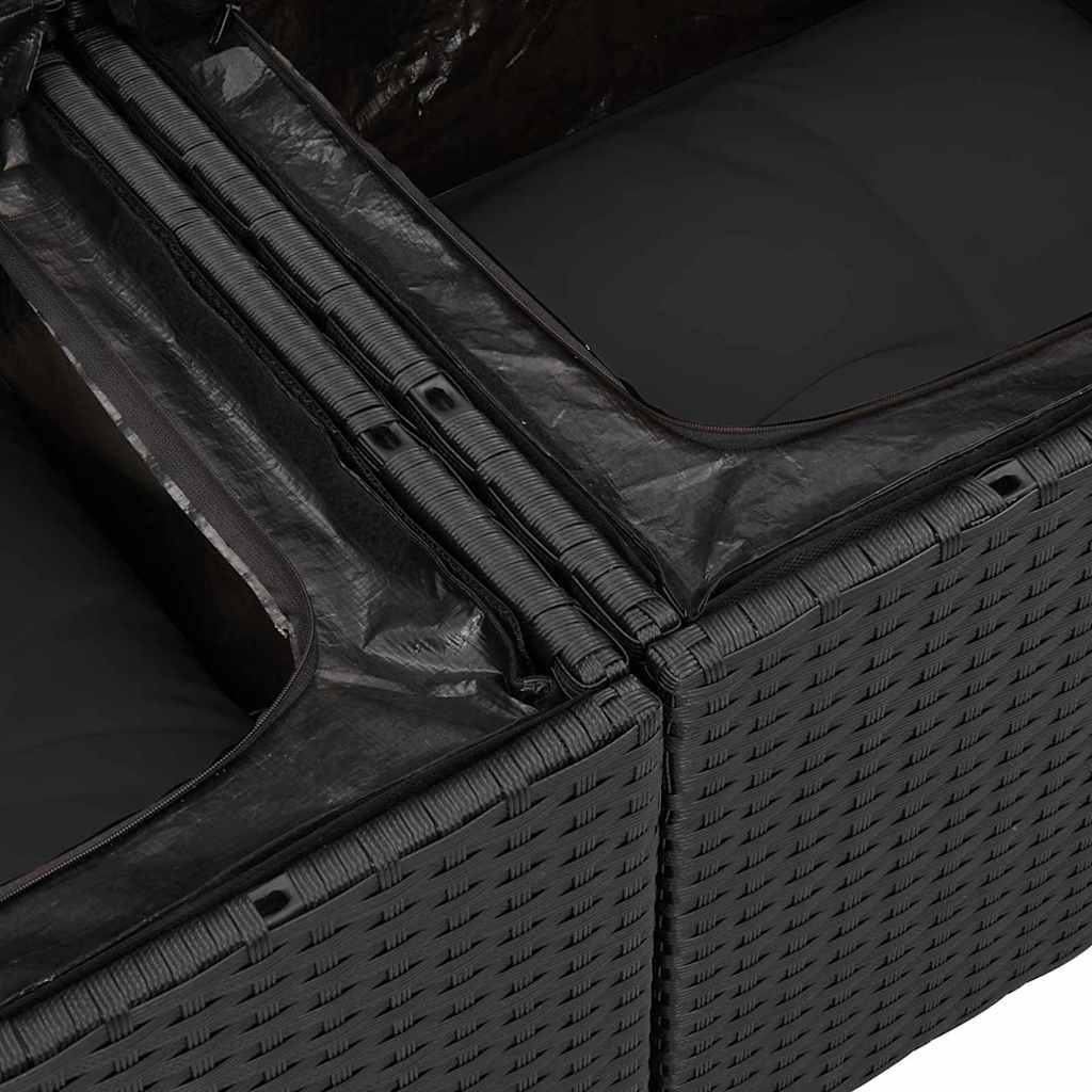 Garden Sofa with Cushion Black 121 x 62 x 69cm Poly Rattan