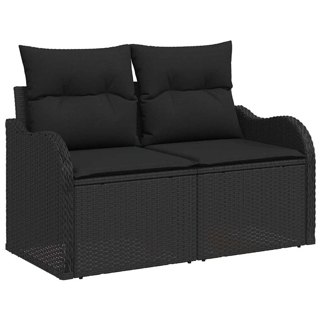 Garden Sofa with Cushion Black 121 x 62 x 69cm Poly Rattan