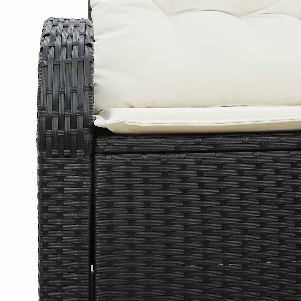 Garden Sofa with Cushion Black 124 x 62 x 69cm Poly Rattan