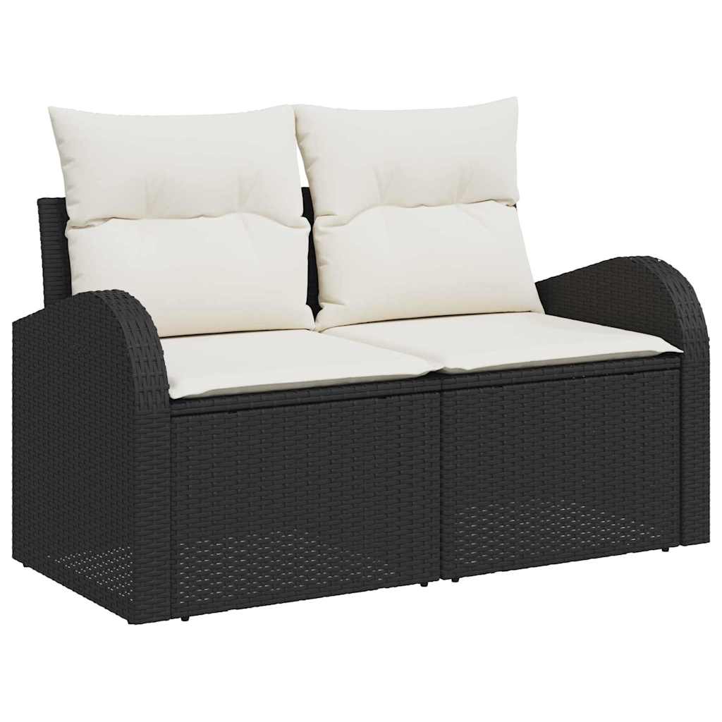 Garden Sofa with Cushion Black 124 x 62 x 69cm Poly Rattan