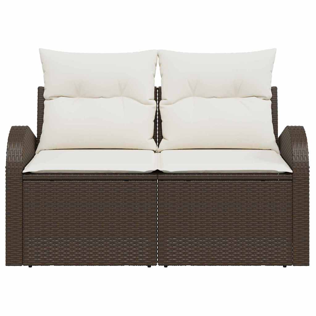 Garden Sofa with Cushion Brown 124 x 62 x 69cm Poly Rattan