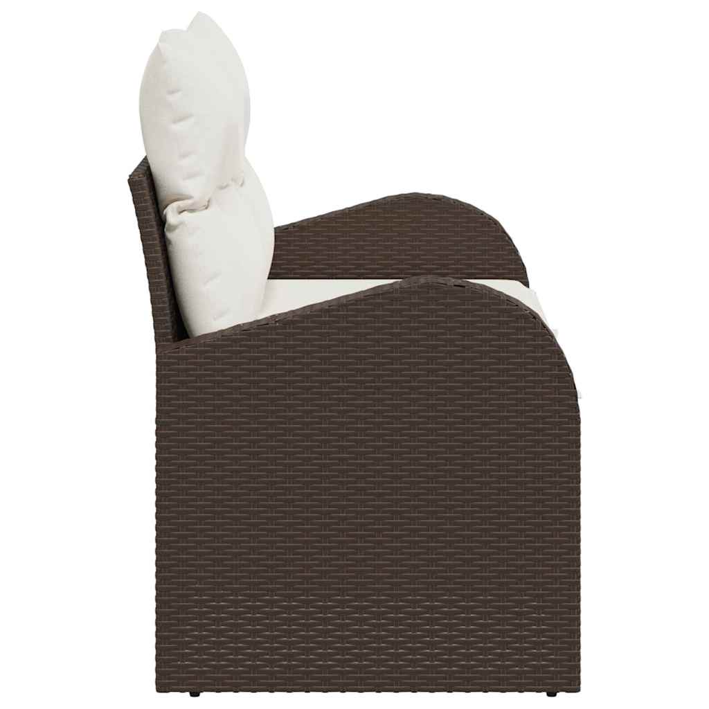 Garden Sofa with Cushion Brown 124 x 62 x 69cm Poly Rattan