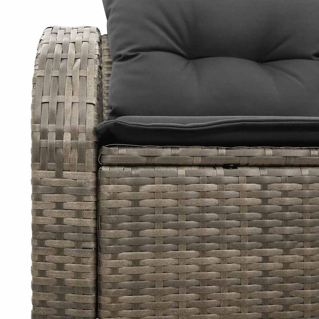 Garden Sofa with Cushion Grey 124 x 62 x 69cm Poly Rattan