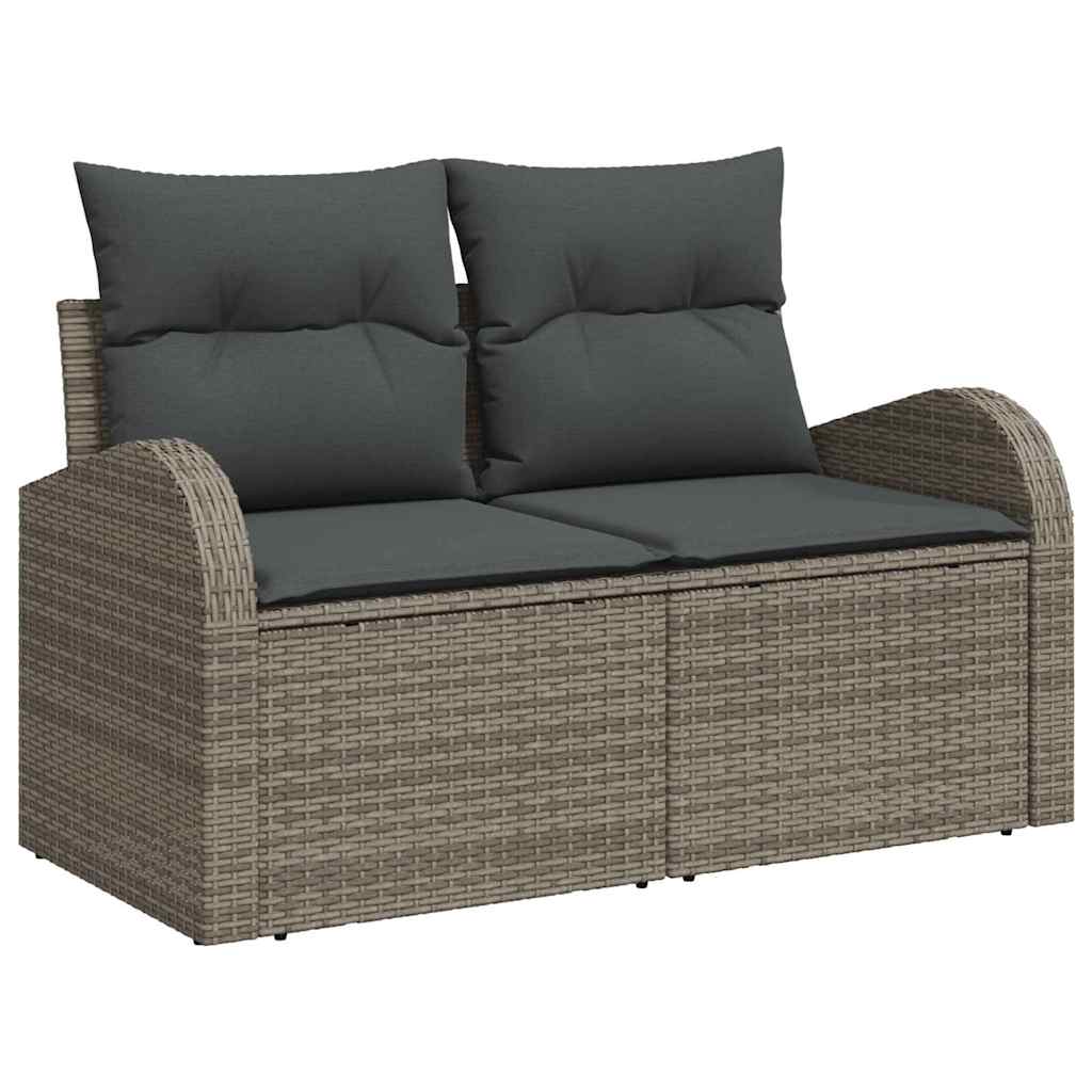 Garden Sofa with Cushion Grey 124 x 62 x 69cm Poly Rattan