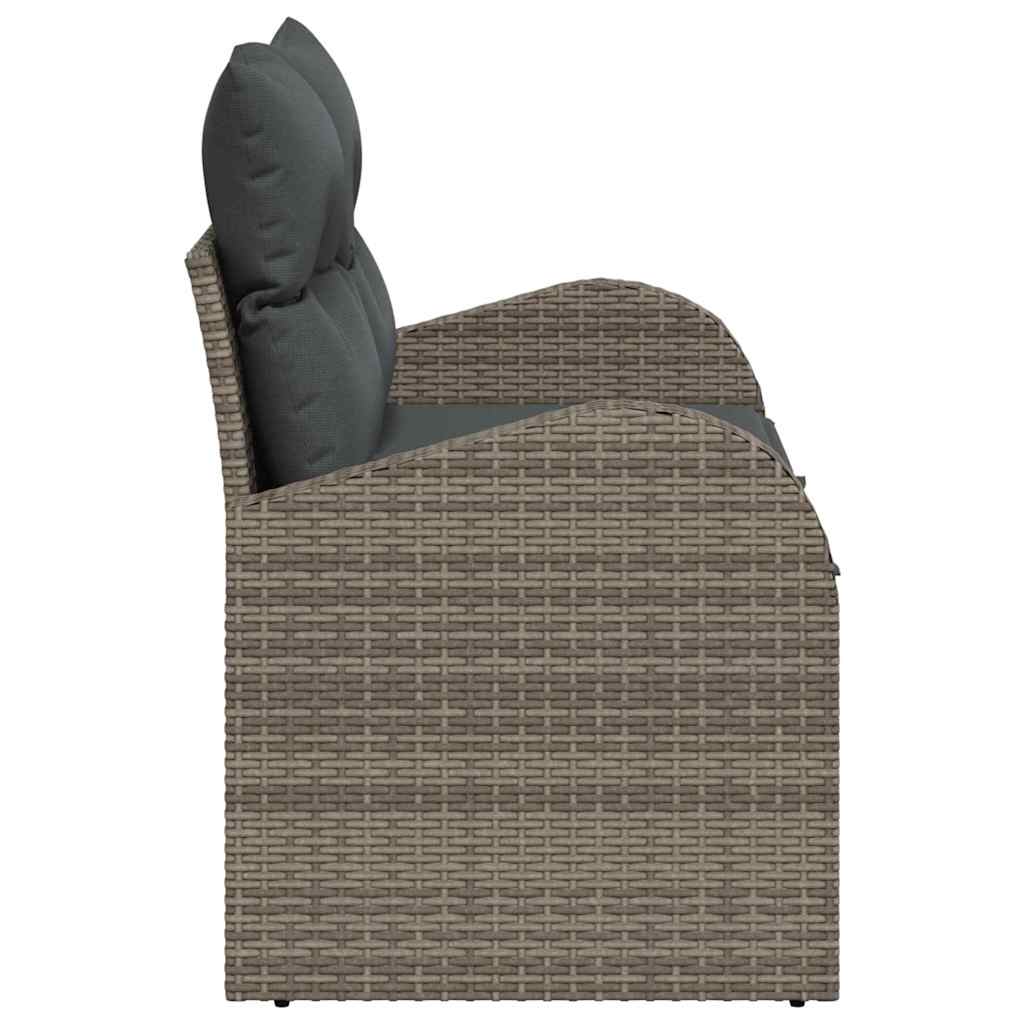 Garden Sofa with Cushion Grey 124 x 62 x 69cm Poly Rattan