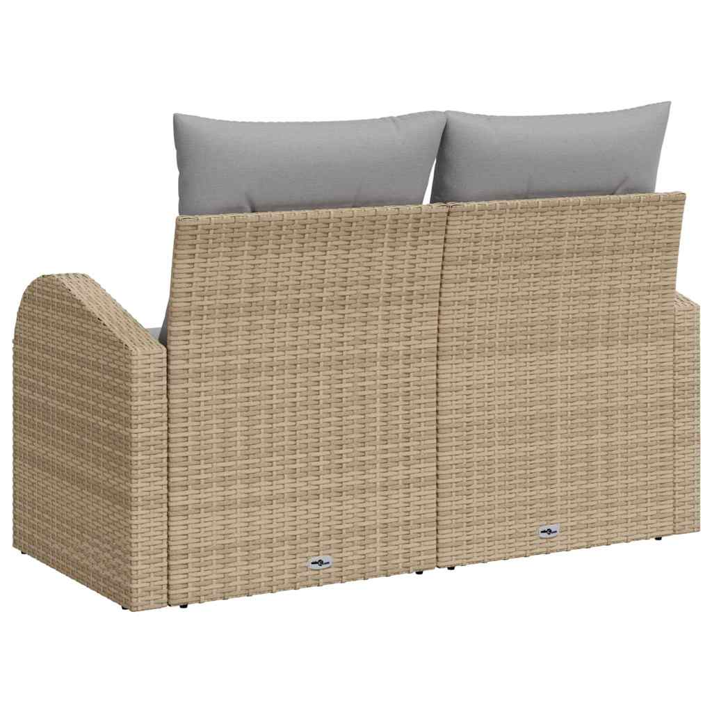 Garden Sofa with Cushion Beige 124 x 62 x 69cm Poly Rattan