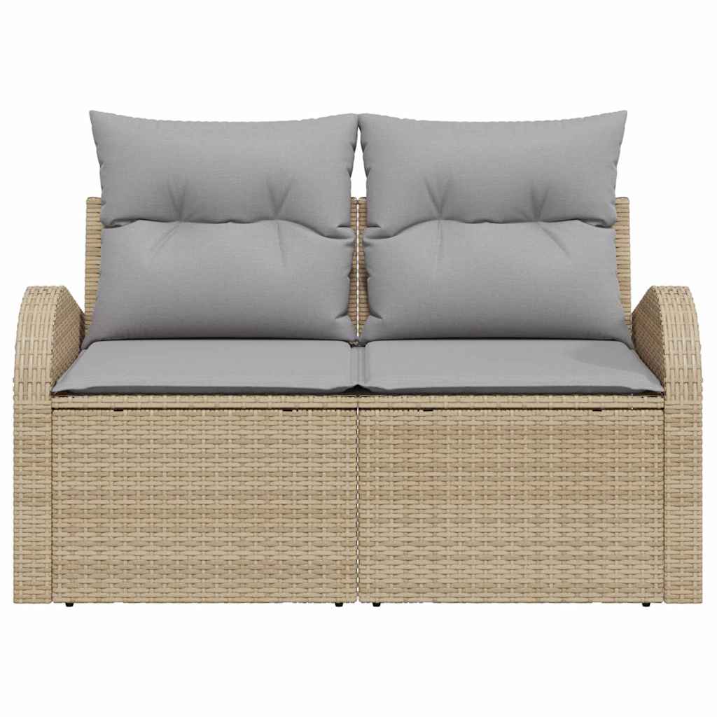 Garden Sofa with Cushion Beige 124 x 62 x 69cm Poly Rattan