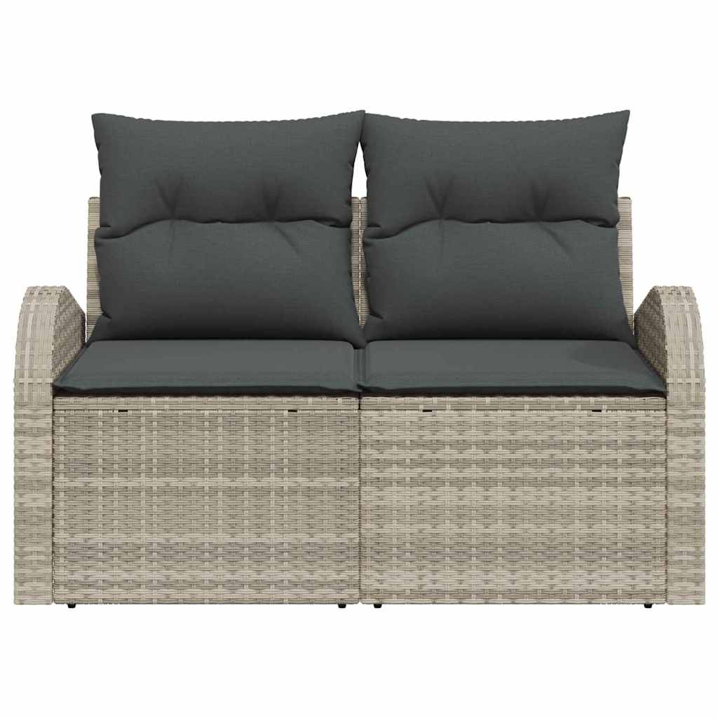 Garden Sofa with Cushion Light Grey 124 x 62 x 69cm Poly Rattan