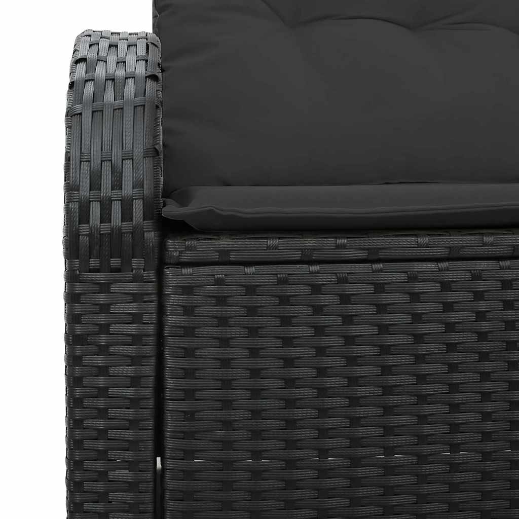 Garden Sofa with Cushion Black 124 x 62 x 69cm Poly Rattan