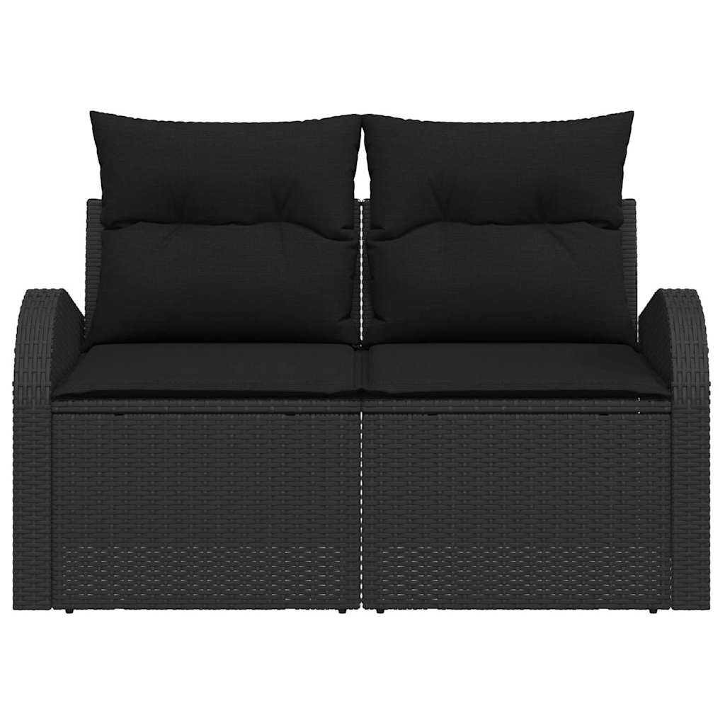 Garden Sofa with Cushion Black 124 x 62 x 69cm Poly Rattan