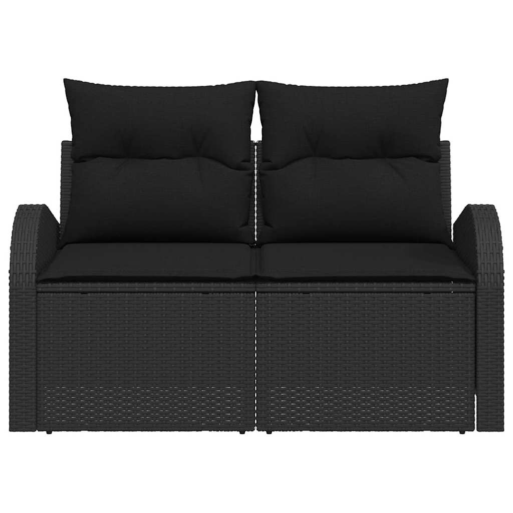 Garden Sofa with Cushion Black 124 x 62 x 69cm Poly Rattan