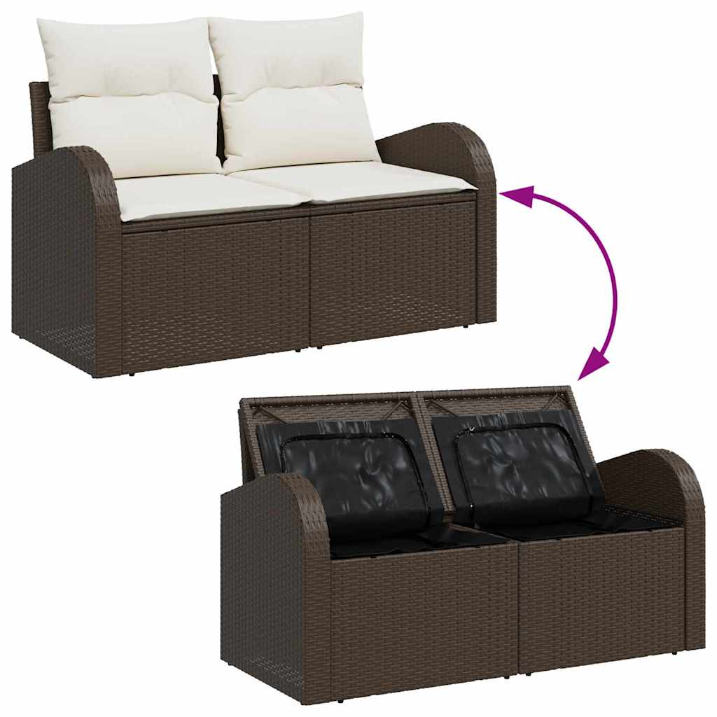 Garden Sofa with Cushion Brown 124 x 62 x 69cm Poly Rattan