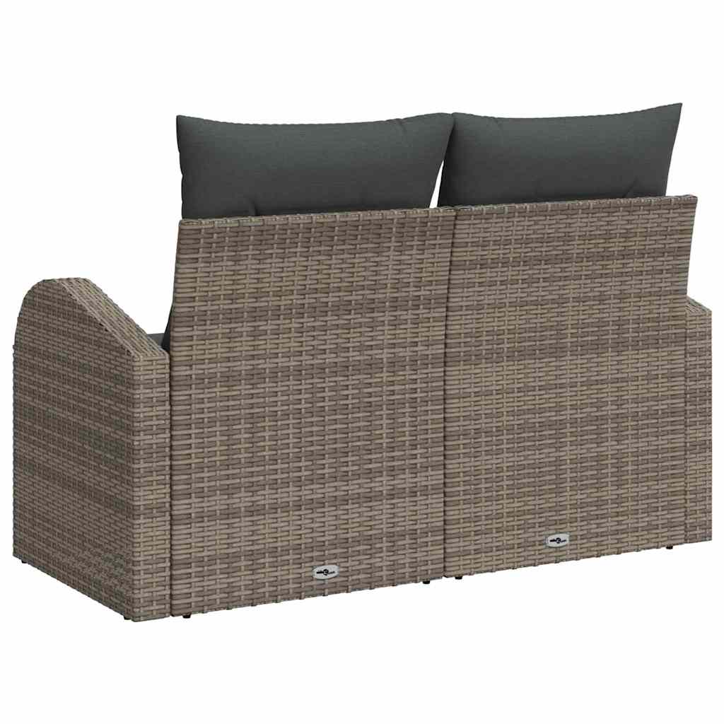 Garden Sofa with Cushion Grey 124 x 62 x 69cm Poly Rattan