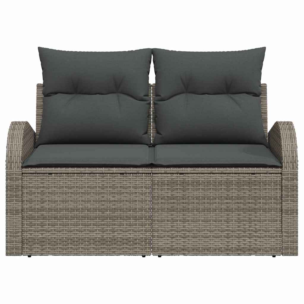 Garden Sofa with Cushion Grey 124 x 62 x 69cm Poly Rattan