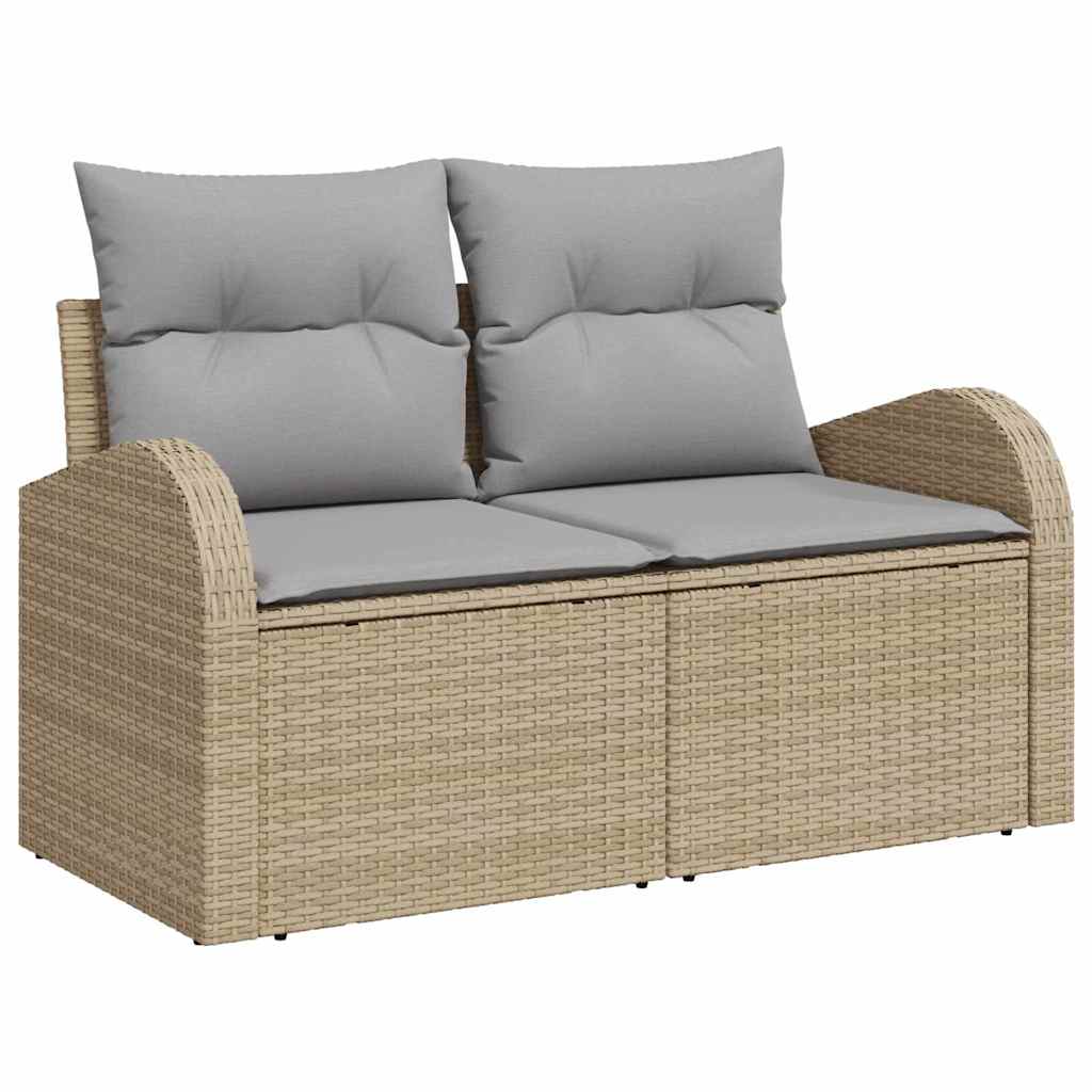 Garden Sofa with Cushion Beige 124 x 62 x 69cm Poly Rattan
