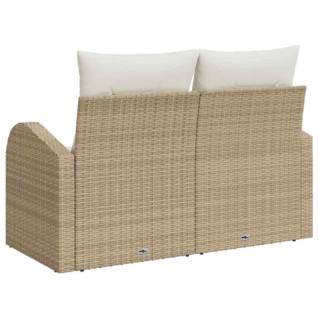 Garden Sofa with Cushion Beige 124 x 62 x 69cm Poly Rattan