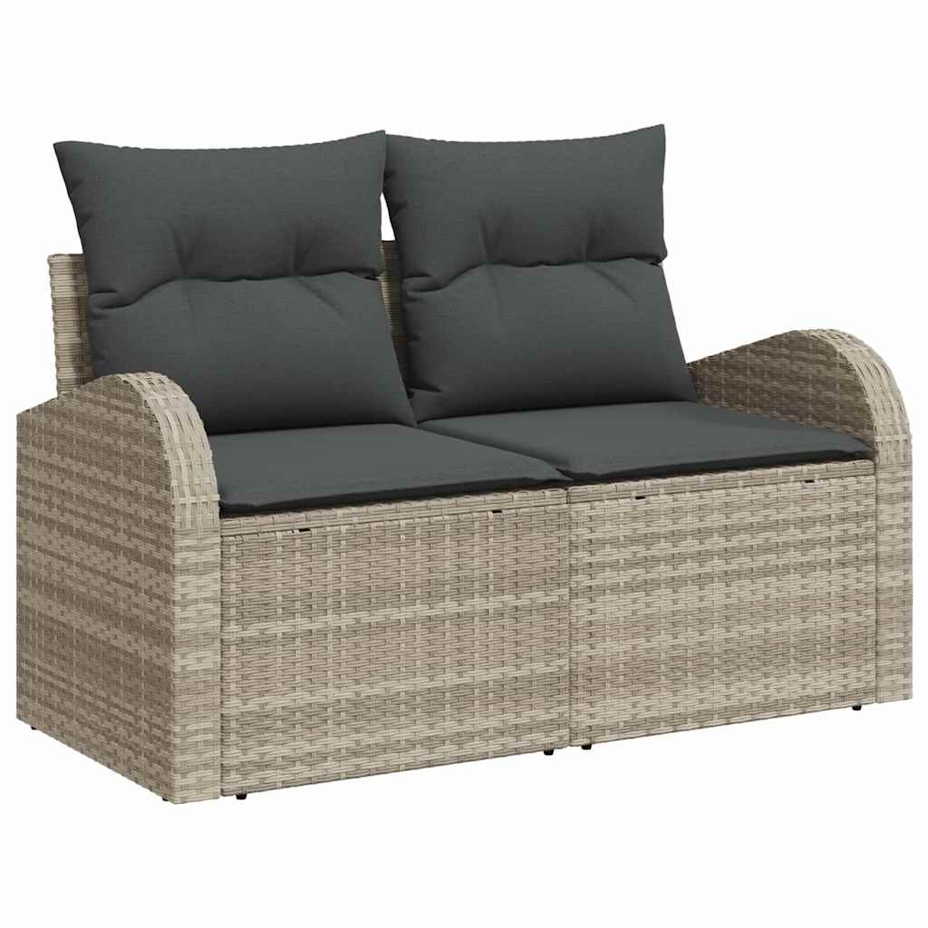 Garden Sofa with Cushion Light Grey 124 x 62 x 69cm Poly Rattan