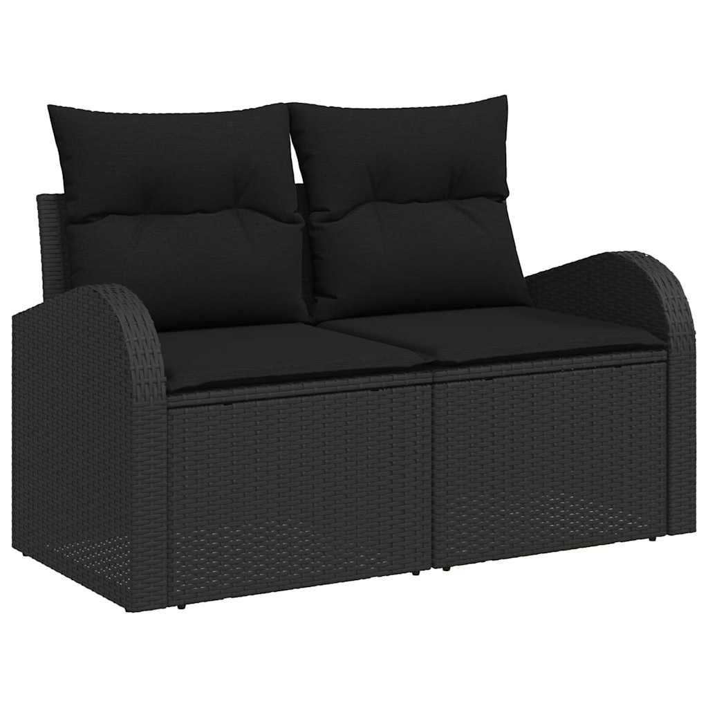 Garden Sofa with Cushion Black 124 x 62 x 69cm Poly Rattan