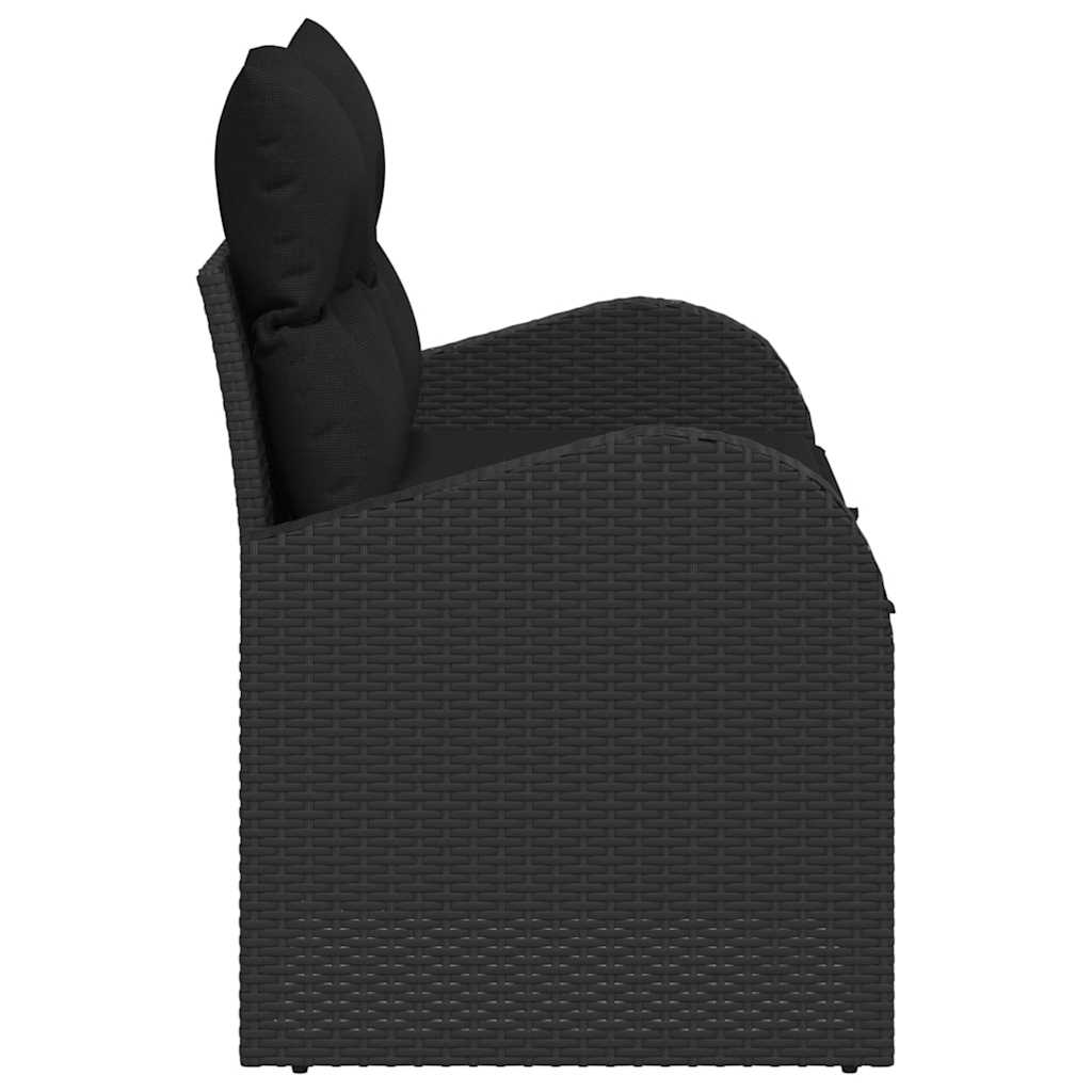 Garden Sofa with Cushion Black 124 x 62 x 69cm Poly Rattan