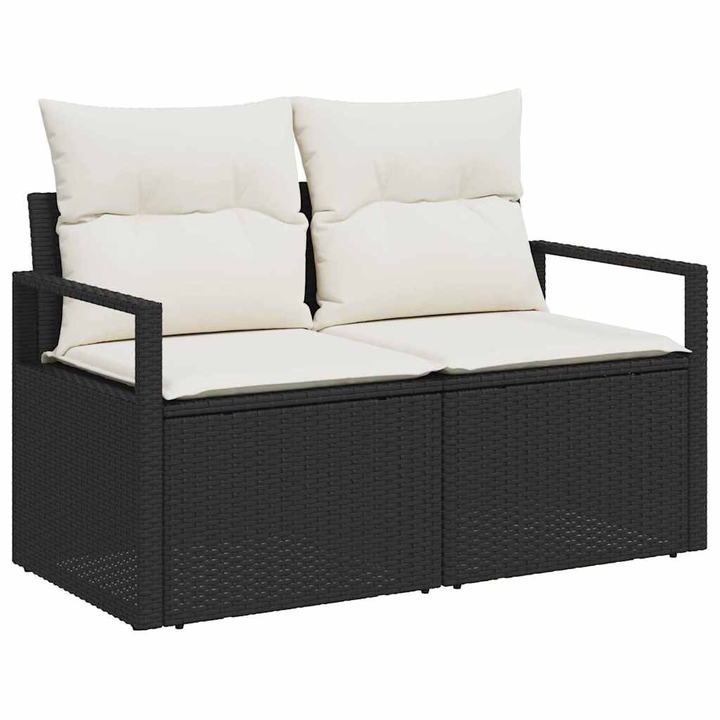 Garden Sofa with Cushion Black 120 x 62 x 69cm Poly Rattan