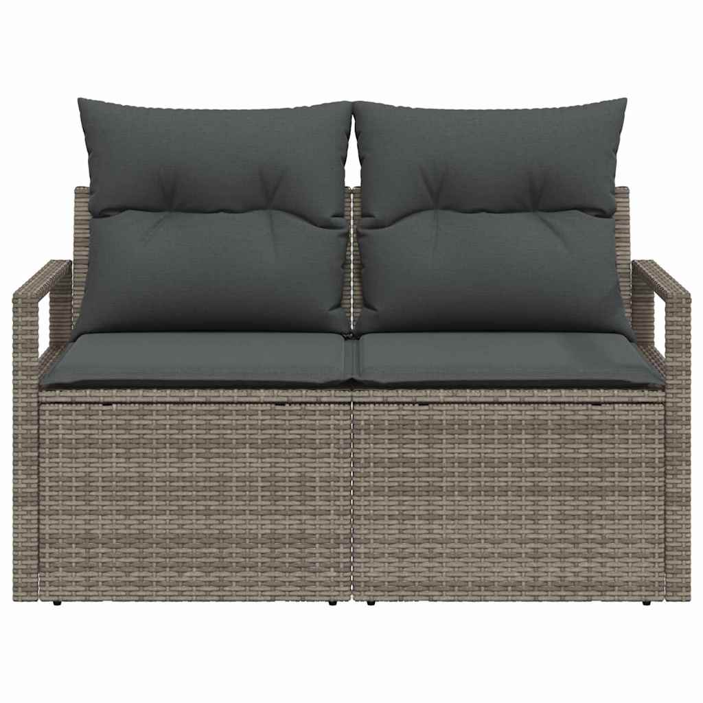 Garden Sofa with Cushion Grey 120 x 62 x 69cm Poly Rattan