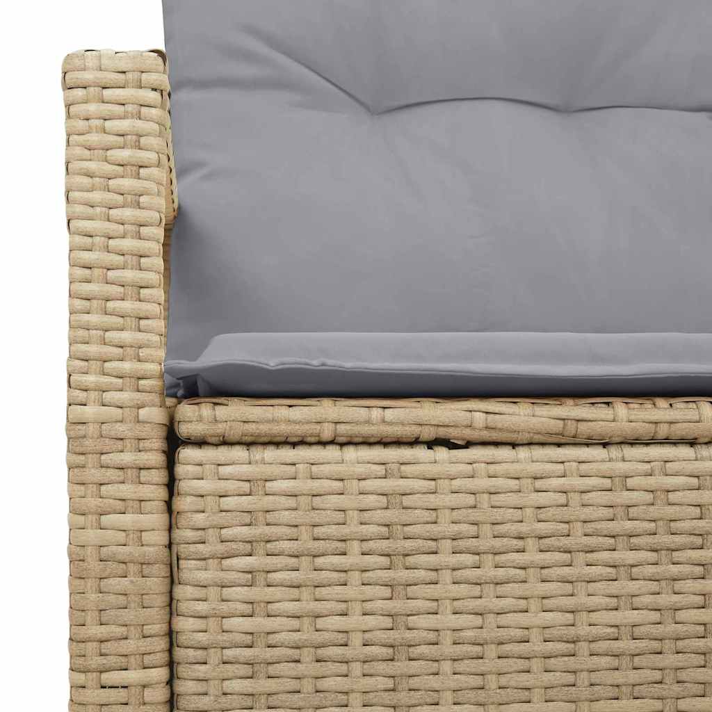 Garden Sofa with Cushion Beige 120 x 62 x 69cm Poly Rattan