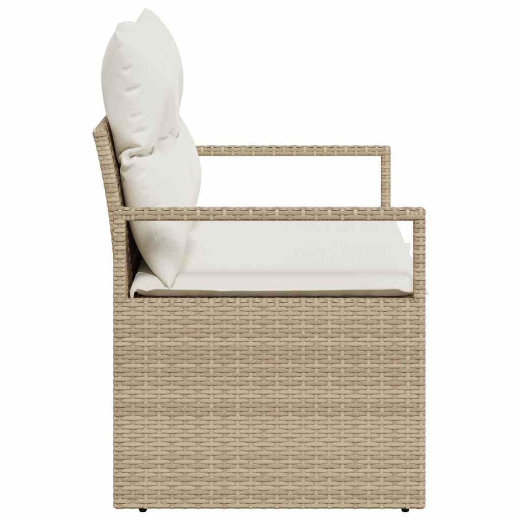 Garden Sofa with Cushion Beige 120 x 62 x 69cm Poly Rattan