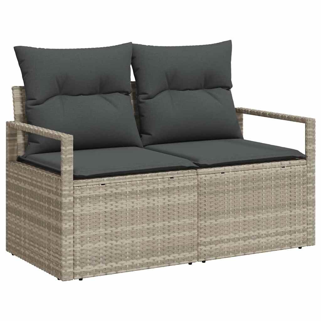 Garden Sofa with Cushion Grey 120 x 62 x 69cm Poly Rattan