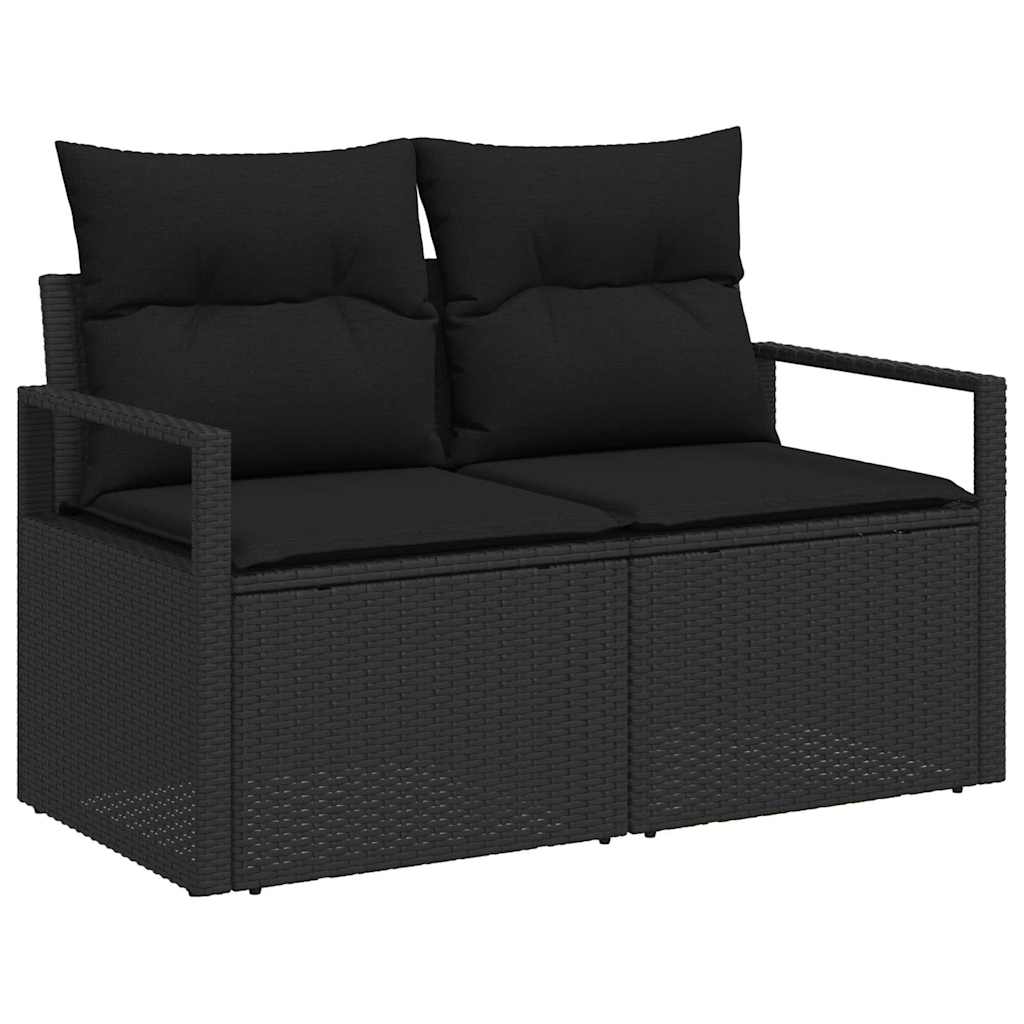 Garden Sofa with Cushion Black 120 x 62 x 69cm Poly Rattan