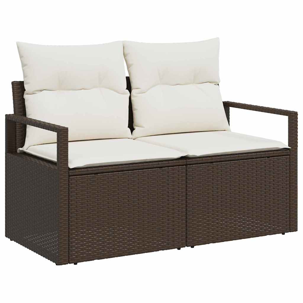 Garden Sofa with Cushion Brown 120 x 62 x 69cm Poly Rattan