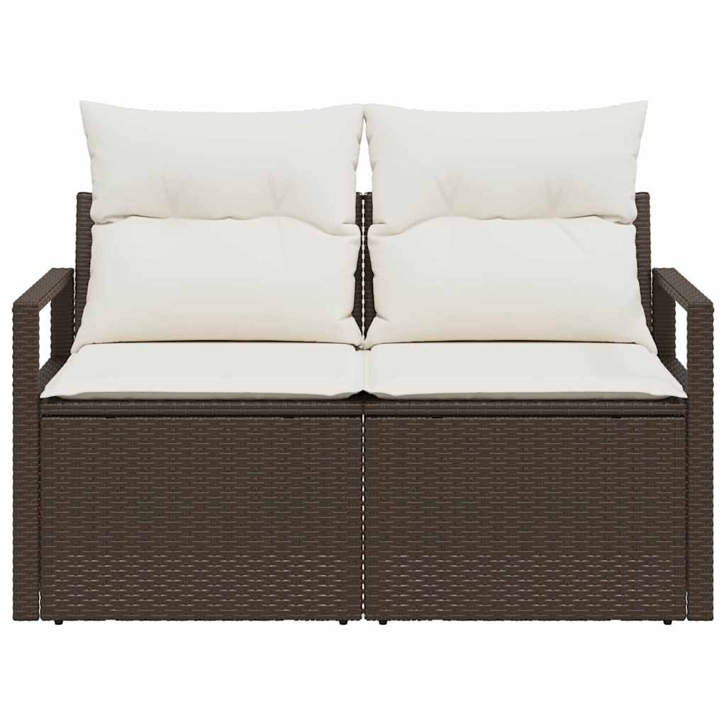 Garden Sofa with Cushion Brown 120 x 62 x 69cm Poly Rattan