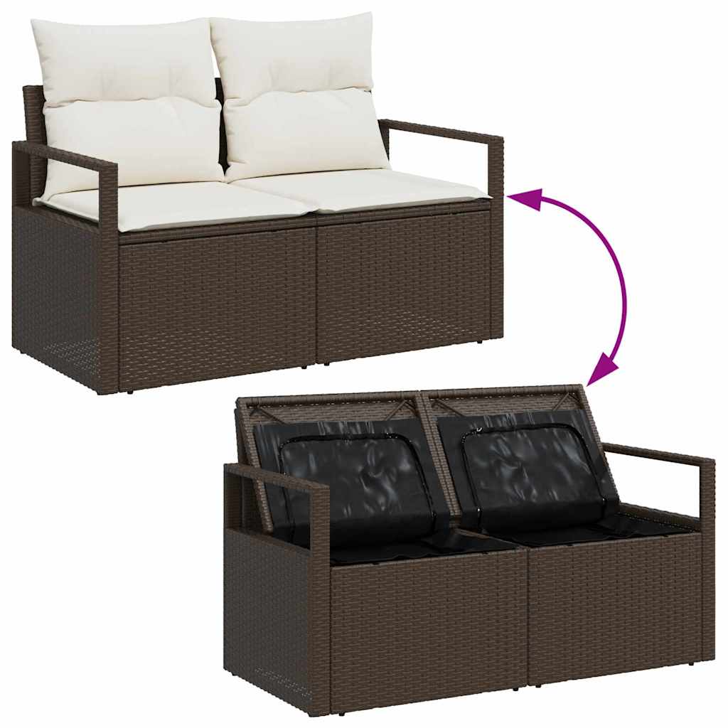 Garden Sofa with Cushion Brown 120 x 62 x 69cm Poly Rattan
