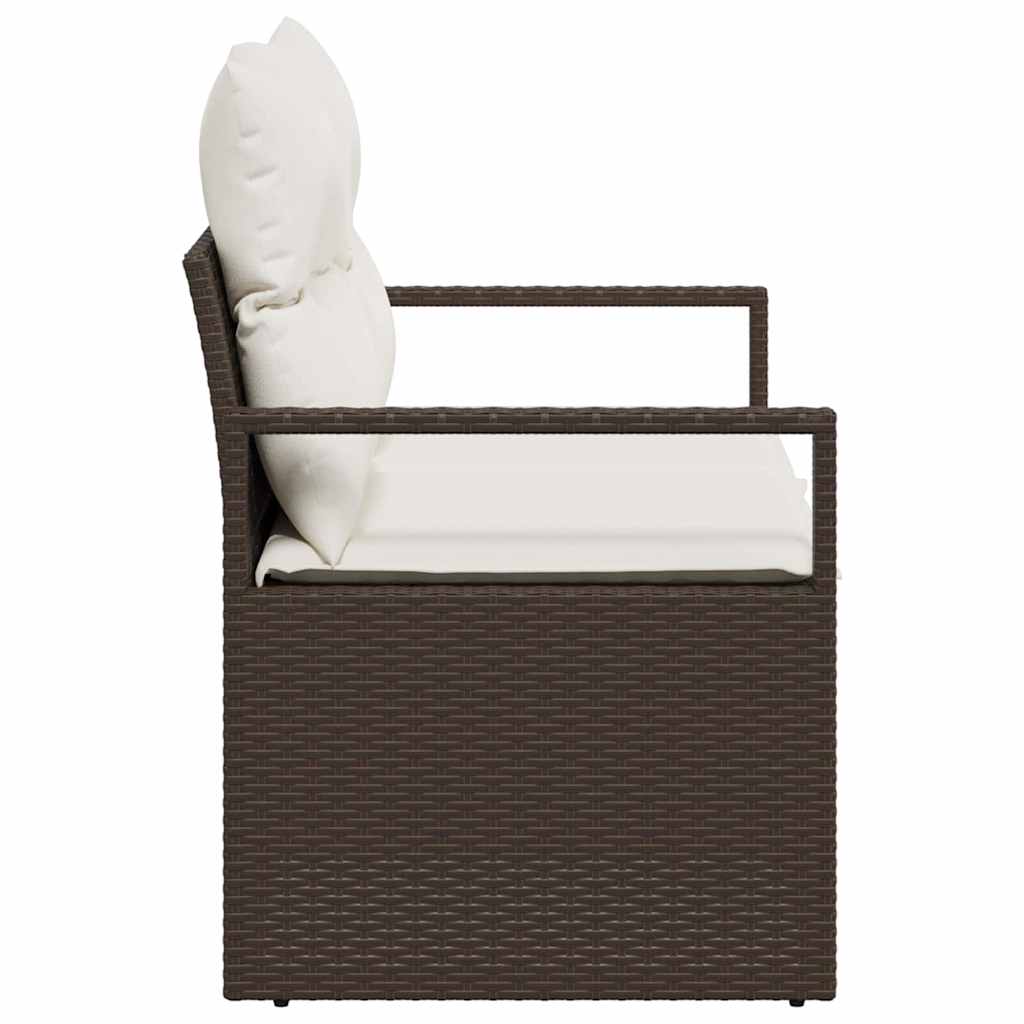 Garden Sofa with Cushion Brown 120 x 62 x 69cm Poly Rattan