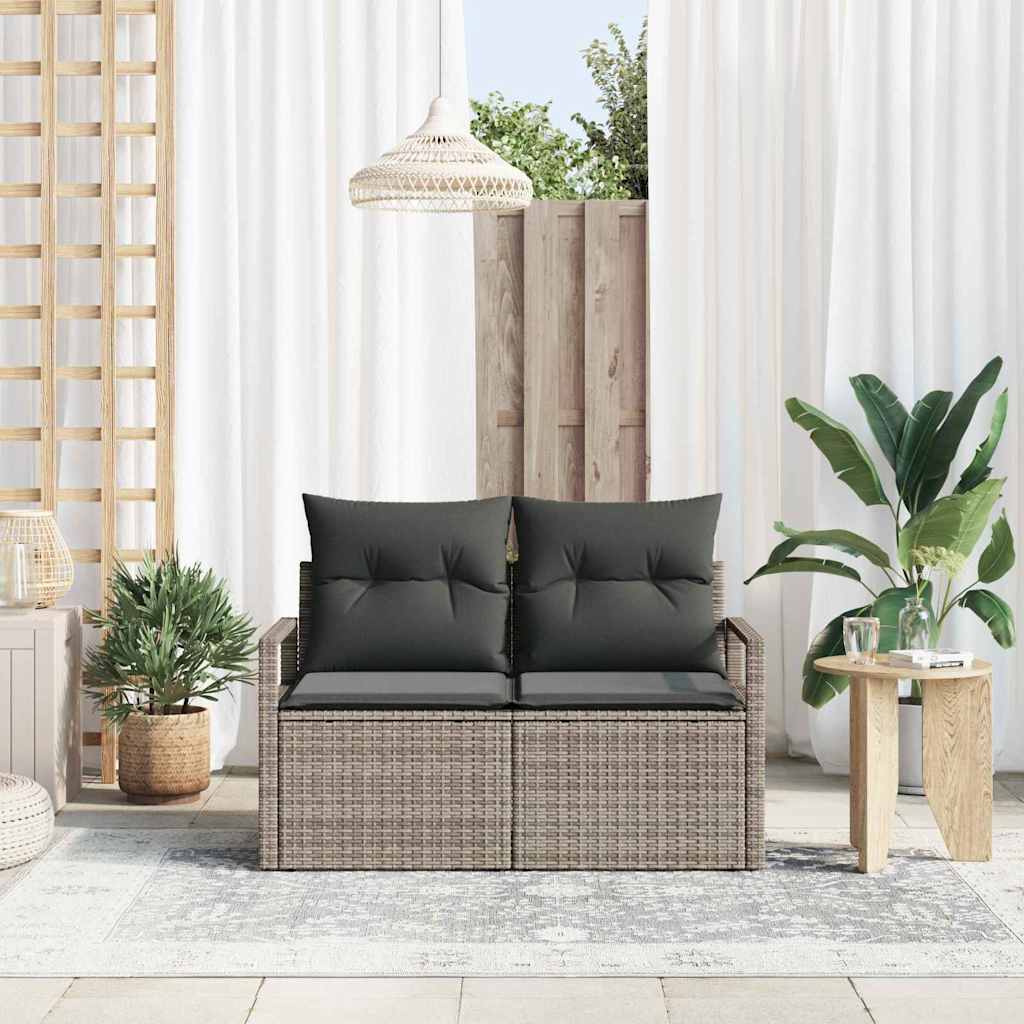 Garden Sofa with Cushion Grey 120 x 62 x 69cm Poly Rattan